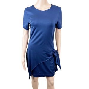 Cushnie Et Ochs wrap Side Tie Jersey short sleeve navy blue Dress